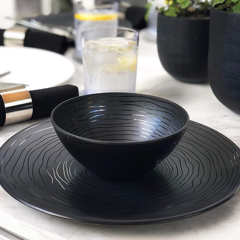 Reusable Plastic Dinnerware Set (Organica Black): image 2