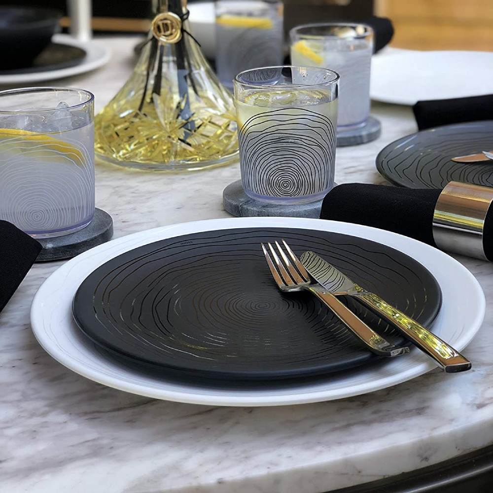 Reusable Plastic Dinnerware Set (Organica Black): image 8