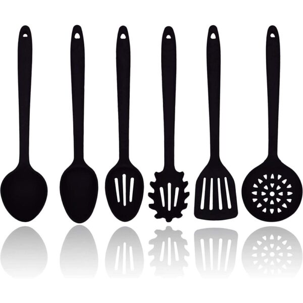 black silicone cooking utensils set